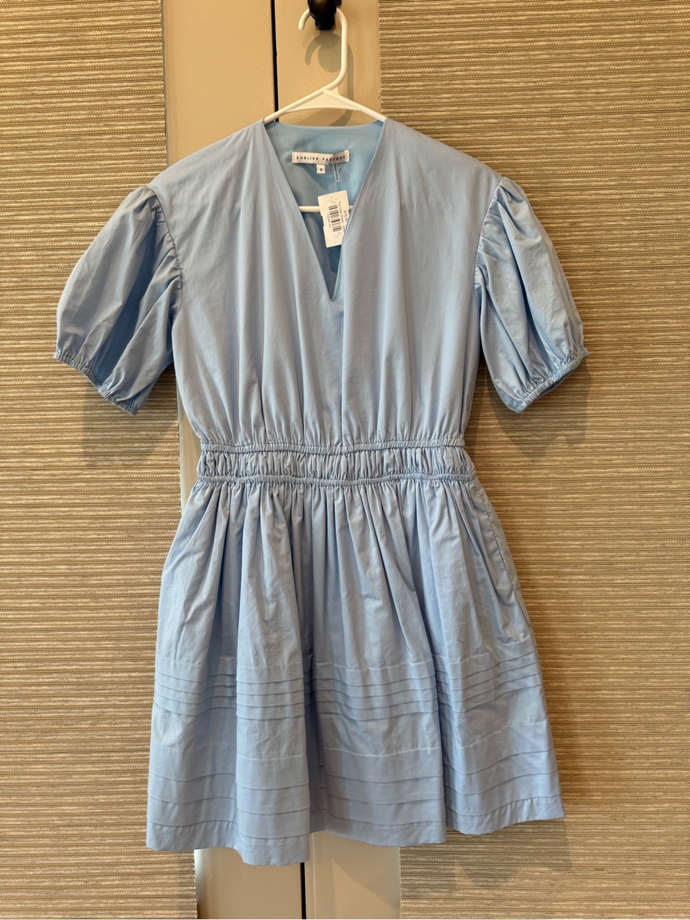 English Factory Light Blue Puff-Sleeve Dress
